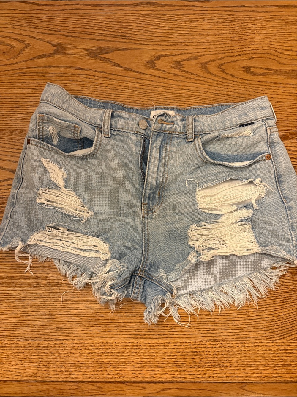 Ripped Light Blue Denim Women’s Shorts